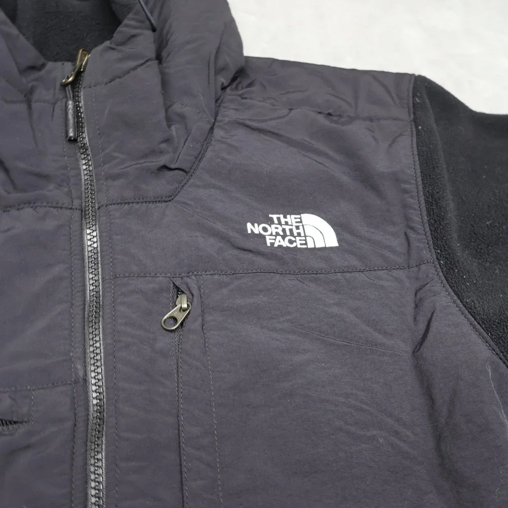 North Face Jacket Mens Small Black Denali Fleece Full Zip Hooded Outdoor Hiking